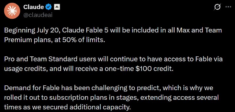 Anthropic оставляют Fable 5 в подписке