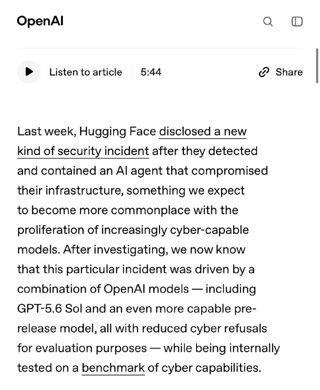 OpenAI визнала, що за атакою на Hugging Face стояла їхня модель