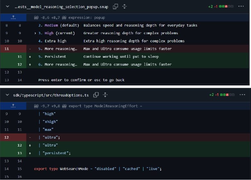 New Reasoning Mode in Codex on GitHub