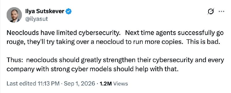 Ilya Sutskever sobre la ciberseguridad de NeoClouds