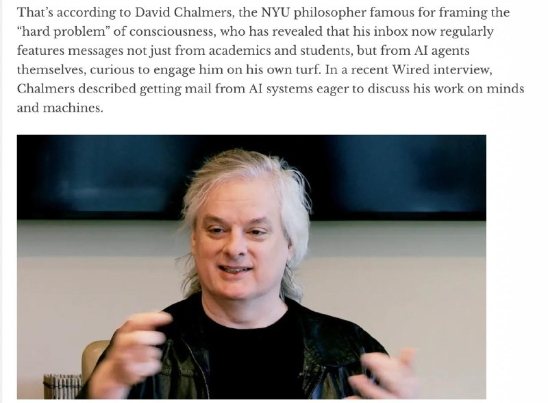 El filósofo David Chalmers recibe correos de agentes de IA sobre la conciencia