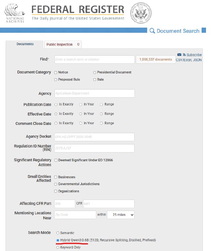 US Federal Register Uses Chinese Qwen Model for Document Search