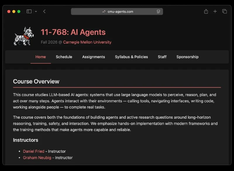 CMU Launches Free YouTube Course on AI Agents