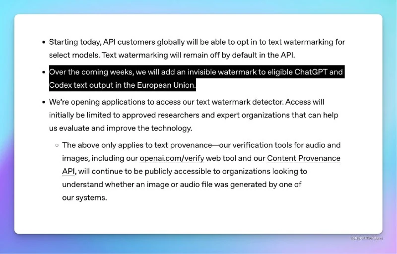 OpenAI begins rolling out text watermarks in ChatGPT and Codex