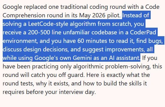 Google обновила процесс собеседований: новый этап Code Comprehension с ИИ