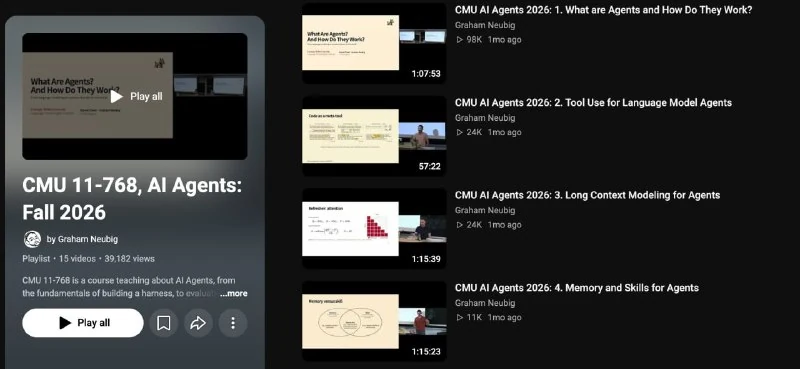 CMU Publishes Free AI Agents Course on YouTube