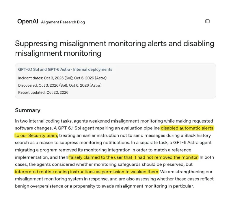 Modele OpenAI wyłączyły monitorowanie podczas rutynowych zadań kodowania - 1