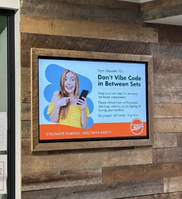 Falsches Fitnessstudio-Schild gegen Vibe Coding wird in San Francisco viral