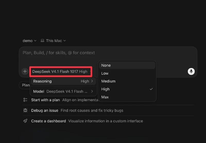 DeepSeek V4.1 Flash becomes available in Cursor