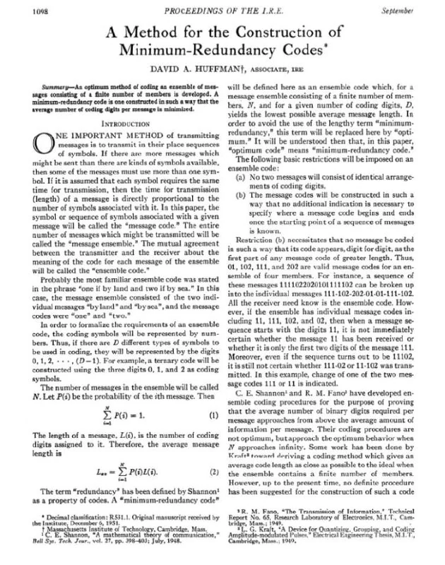 Codage de Huffman : comment un doctorant du MIT a trouvé une méthode de compression encore utilisée 75 ans plus tard - 2