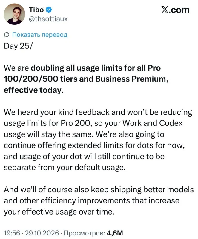OpenAI restaura de hecho los límites de Pro 100/200 y 500 tras recortarlos